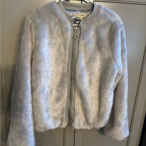 Freeway Chic Faux Fur Jacket in Light Gray